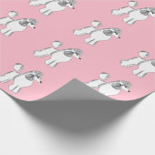 White Poodles Pattern Blush Pink Wrapping Paper Cadeaupapier (Hoek)