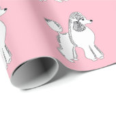 White Poodles Pattern Blush Pink Wrapping Paper Cadeaupapier (Rol Hoek)