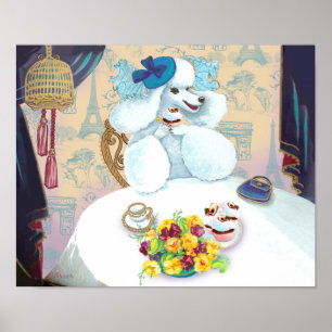 White poolkookpan Tea Party Poster Print