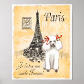 White poolse Paris Eiffel Tower  Print (Voorkant)