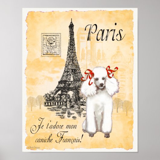 White poolse Paris Eiffel Tower  Print (Voorkant)