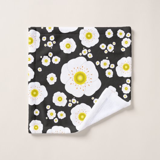 White Poppies Bath Towel Set (Gant de toilette)