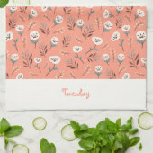 White Poppies Custom Weekday Towel Theedoek (Gevouwen)