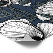 White poppies on navy poster (Hoek)