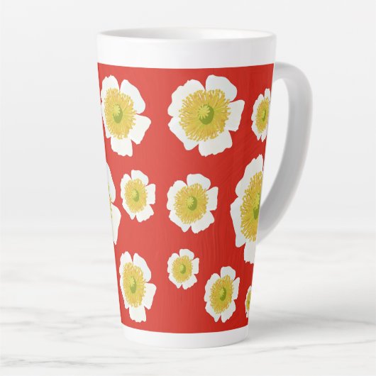 White Poppy-ontwerp op latte mok (Rechterhoek)