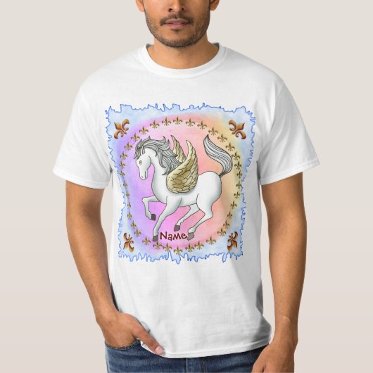 White Prancing Pegasus Unicorn T-shirt (Voorkant)