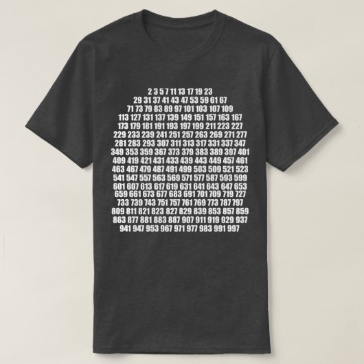 White prime numbers t-shirt (Design voorkant)