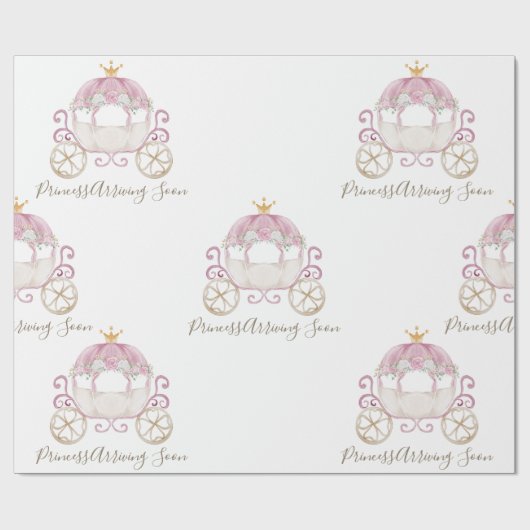 White Princess Carriage Aankomen Binnenkort Baby s Cadeaupapier (Vlak)
