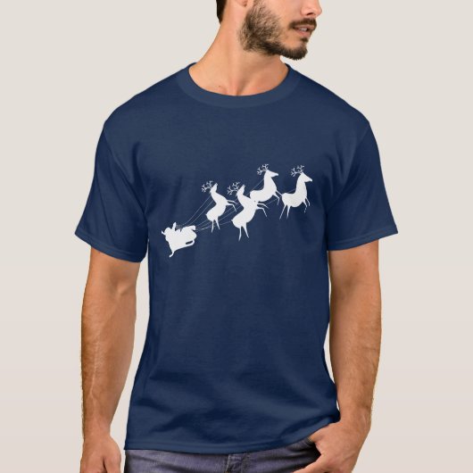 White Print Sants Sleigh Reindeer T-shirt (Voorkant)