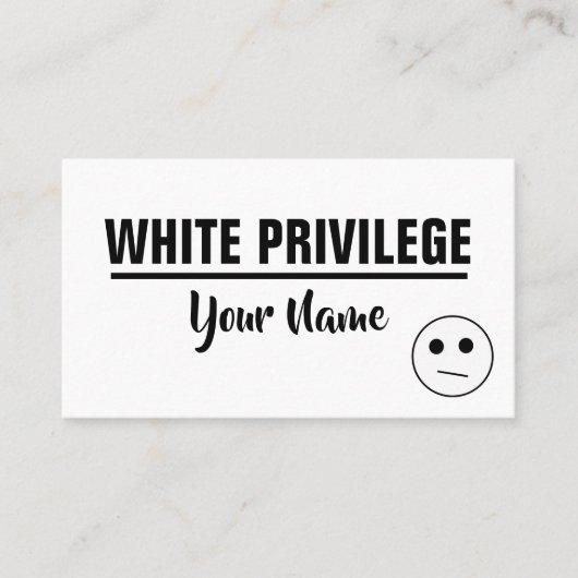 WHITE PRIVILEGE-kaart Visitekaartje (Voorkant)