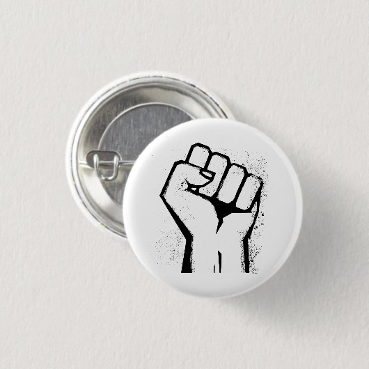 White Protest Fist Ronde Button 3,2 Cm (Voorkant /achterkant)
