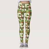 White Pset Holly Berries kerst Leggings (Voorkant)