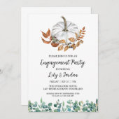 White Pumpkin and Greenery Herfst Engagement Party Kaart (Voorkant / Achterkant)