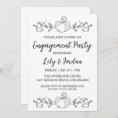 White Pumpkin and Greenery Herfst Engagement Party Kaart (Voorkant / Achterkant)