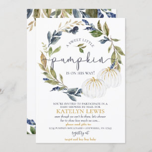 White Pumpkin Baby shower by Mail Invitation Kaart