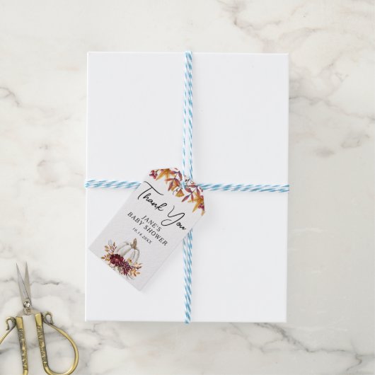 White Pumpkin Baby shower Dank u Cadeaulabel (Met Touw)