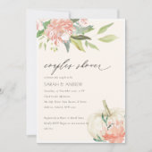 White Pumpkin Blush Floral Couples Shower Invite Bedankkaart (Voorkant)