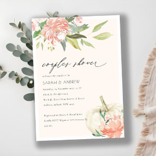 White Pumpkin Blush Floral Couples Shower Invite Bedankkaart