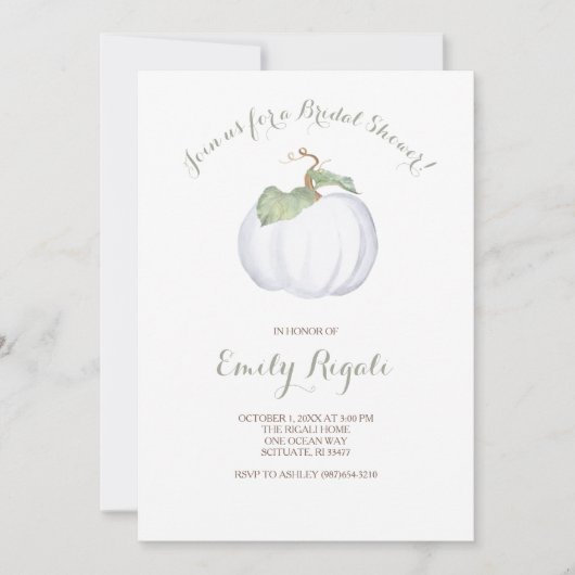 White Pumpkin Bridal Shower Invitation Kaart (Voorkant)