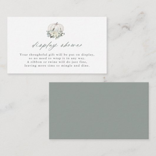 White Pumpkin en Flowers Display Shower Informatiekaartje (Voorkant / Achterkant)