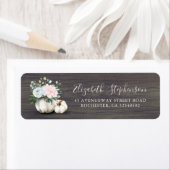 White Pumpkin Floral Vase Rustic Herfst Label (Insitu)