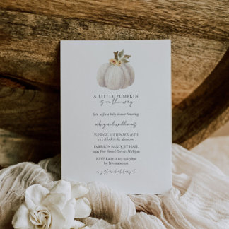 White Pumpkin Herfst Baby shower Uitnodiging