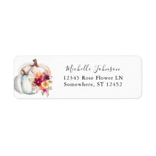 White Pumpkin Herfst Floral Return Address Label 2