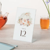 White Pumpkin Herfst Flowers Wedtable Number Reclamebord Met Voetstuk (Insitu)