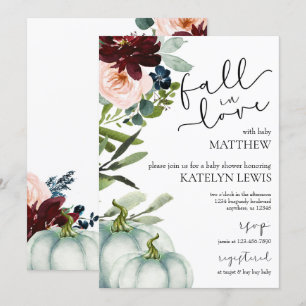White Pumpkin Herfst in Love Baby shower Invitatio Kaart