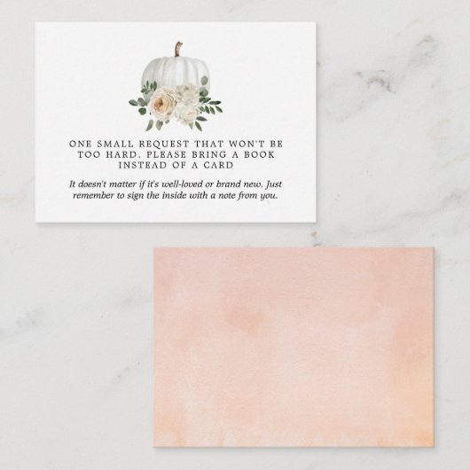 White Pumpkin Herfst Theme Book Request Informatiekaartje (Voorkant / Achterkant)