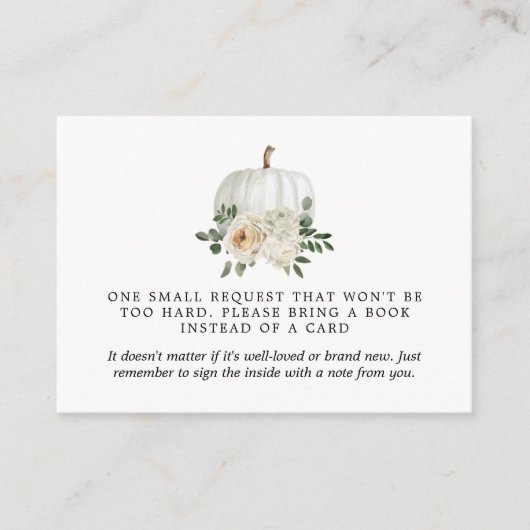 White Pumpkin Herfst Theme Book Request Informatiekaartje (Voorkant)