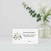 White Pumpkin Herfst Theme Diaper Raffle Ticket En Informatiekaartje (Staand voorkant)