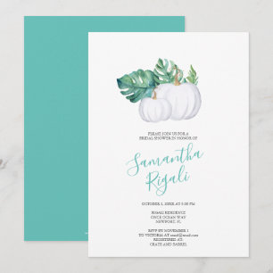 WHITE PUMPKIN Monstera Rehearsal Dinner Invite Kaart