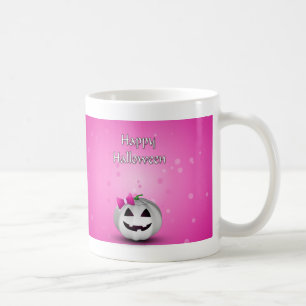 White Pumpkin Pink Girly Halloween Koffiemok