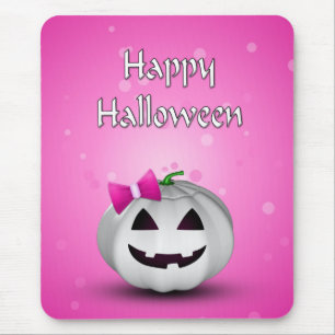 White Pumpkin Pink Girly Halloween Muismat