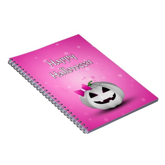 White Pumpkin Pink Girly Halloween Notitieboek (Rechterzijde)