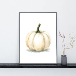 White Pumpkin Poster | Elegant Fall Aesthetic