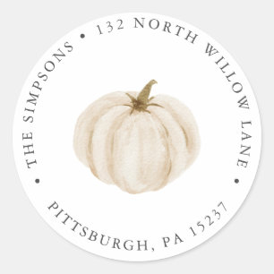White Pumpkin Return-adres Ronde Sticker