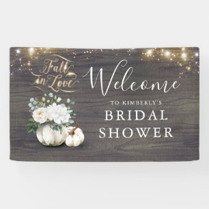 White Pumpkin Rustic Herfst Vrijgezellenfeest Welk Spandoek
