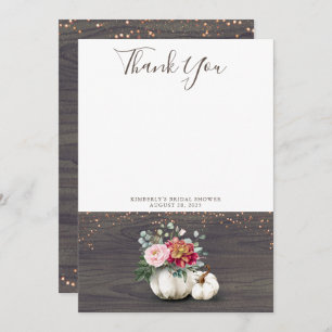 White Pumpkin Rustic Wood Bedankt