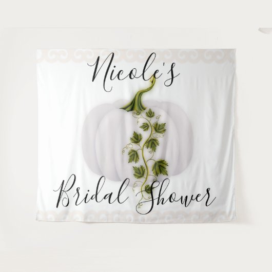 White Pumpkin Storybook Chic Fall Weddenschap Tape Wandkleed (Voorkant (horizontaal))