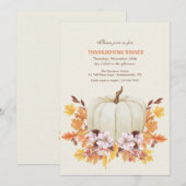 White Pumpkin Thanksgiving Dinner Invitation Kaart (Voorkant / Achterkant)