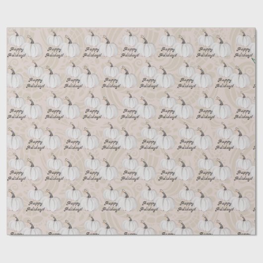 White Pumpkin Waterverf Art Pattern Cadeaupapier (Vlak)