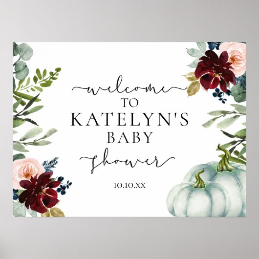 White Pumpkin welkomstteken Poster (Voorkant)