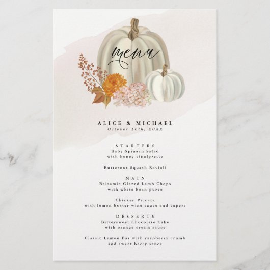 White Pumpkins and Herfst Flowers Event Dinner Men Flyer (Voorkant)