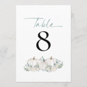White Pumpkins Florals Blauwgroen bruiloft Table N (Achterkant)
