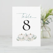 White Pumpkins Florals Blauwgroen bruiloft Table N (Staand voorkant)