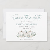 White Pumpkins Florals QR Code Wedding Save The Date (Voorkant)