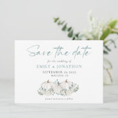 White Pumpkins Florals QR Code Wedding Save The Date (Staand voorkant)