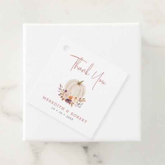 White Pumpkins & Flowers Weddenschap Bedankt Bedankjes Labels (In situ)